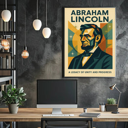 Abraham Lincoln A Legacy of Unity and Progress Poster PosterGoat