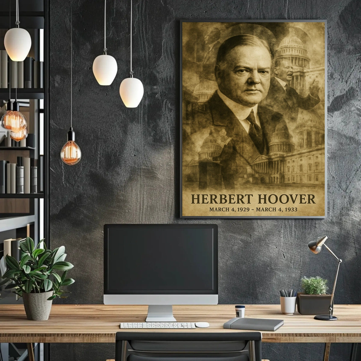 Herbert Hoover 31st President of the United States Double Exposure Poster