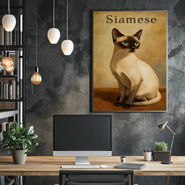 Siamese Cat Digital Painting Wall Decor Art Print Poster