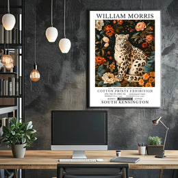 Majestic Leopard Floral William Morris Artistic Poster