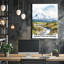 Wrangell-St. Elias Watercolor Wall Art Poster