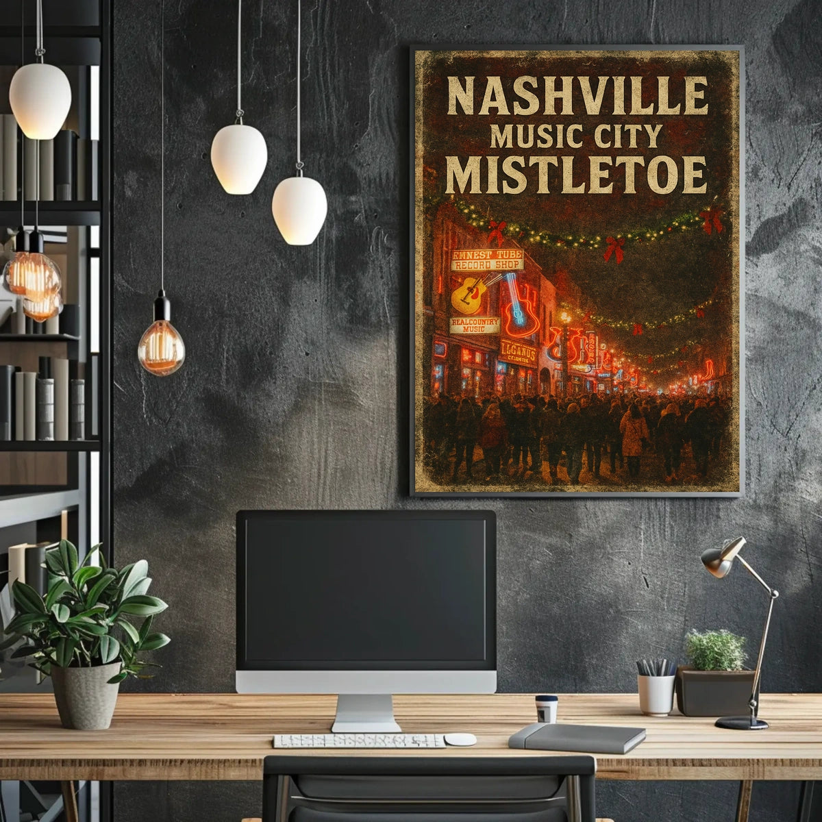 Nashville Music City Mistletoe Poster