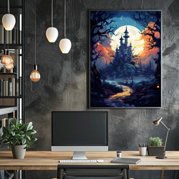 Enchanted Castle Under The Moon Poster