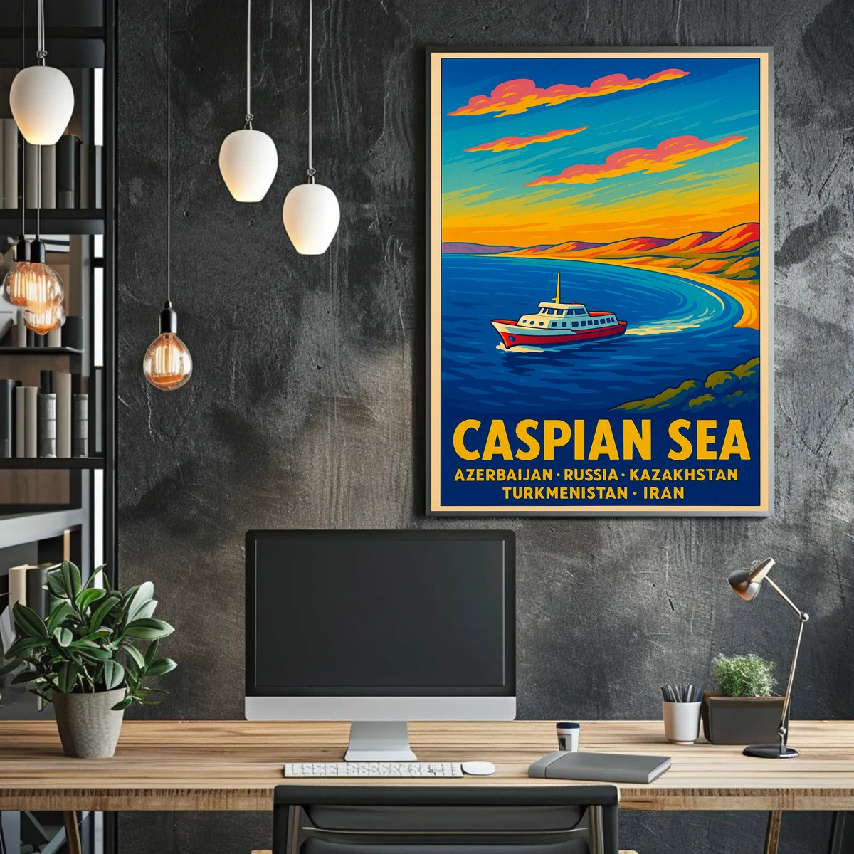 Caspian Sea Travel Poster