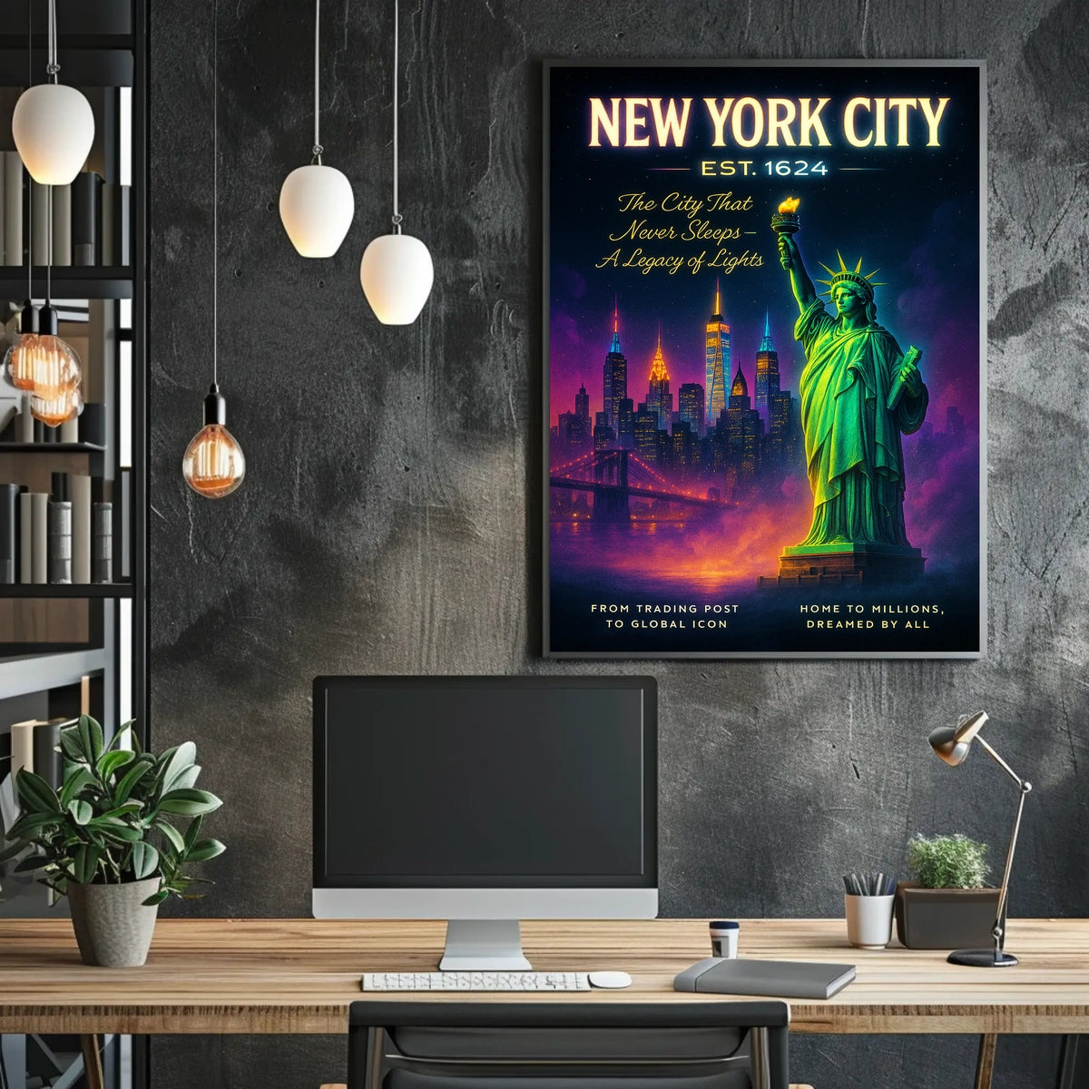 New York City Skyline Urban Cityscape Poster Modern Wall Art