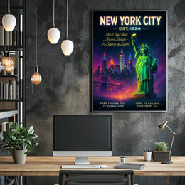New York City Skyline Urban Cityscape Poster Modern Wall Art