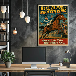 Dramatic Horse Race Scene Mid-Century Sports Poster