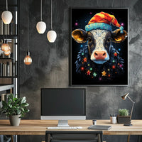 Whimsical Cow Christmas Poster: Festive Holiday Decor