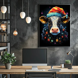 Whimsical Cow Christmas Poster: Festive Holiday Decor
