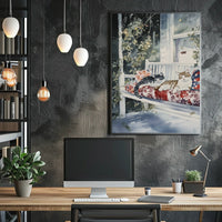 American Flag Street Scene Urban Wall Art Decor Poster