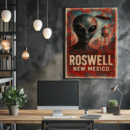 Roswell UFO Vintage Distressed SciFi Collectors Poster