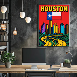 Houston Skyline Pop Art Poster PosterGoat