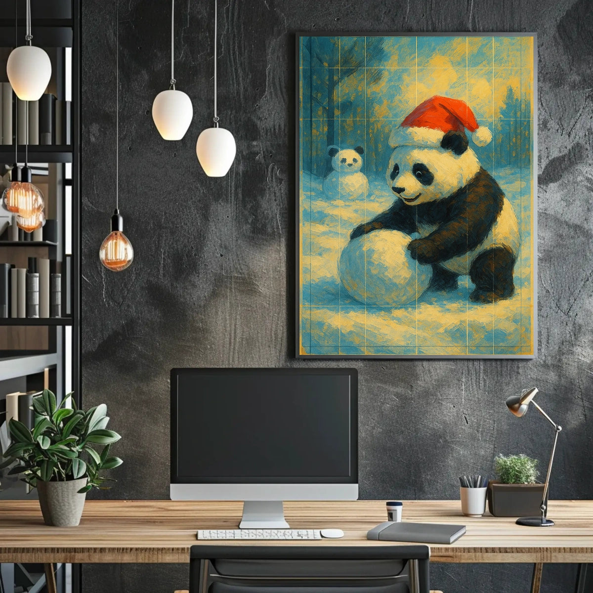 Festive Panda In Winter Wonderland Poster