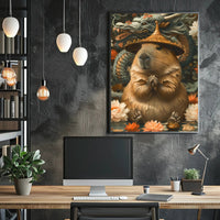 Meditative Capybara with Dragon Poster Art