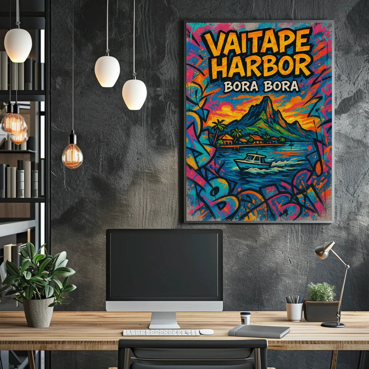 Vaitape Harbor Bora Bora Poster