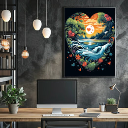 Heart-Shaped Surreal Nature Landscape Poster Art
