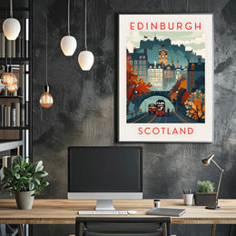 Edinburgh Cityscape Wall Art: Travel Poster