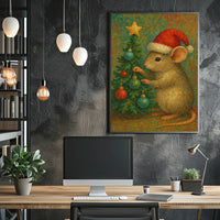 Festive Mouse and Christmas Tree Poster