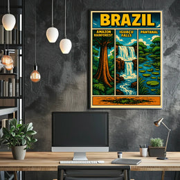 Brazil's Iconic Natural Wonders Vintage Poster