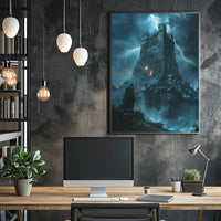 Dramatic Dark Fantasy Fortress Adventure Fantasy or Mythology Poster PosterGoat