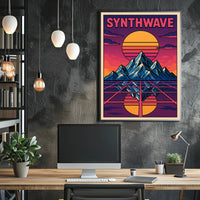 Synthwave Sunset Retro-Futuristic Art Poster