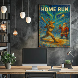 Reindeer Baseball Christmas Fun Sports Poster