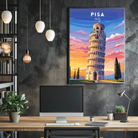 Leaning Tower of Pisa Scenic Art Travel Poster