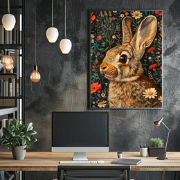 Whimsical Rabbit Floral Wonderland Poster