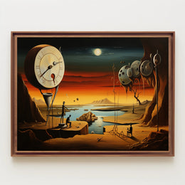 Surreal Desert Timepiece: Abstract or Artistic Poster
