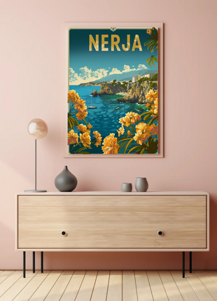 Nerja Floral Coast and Mountains Travel Poster