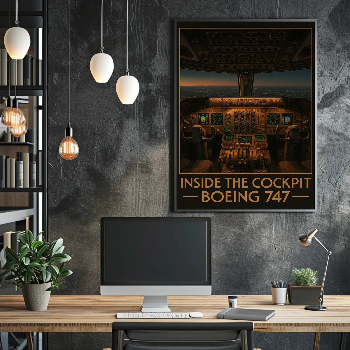Inside the Cockpit Boeing 747 Poster