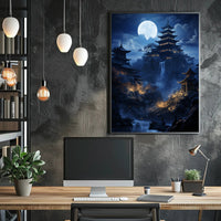 Moonlit Pagoda Serenity Poster