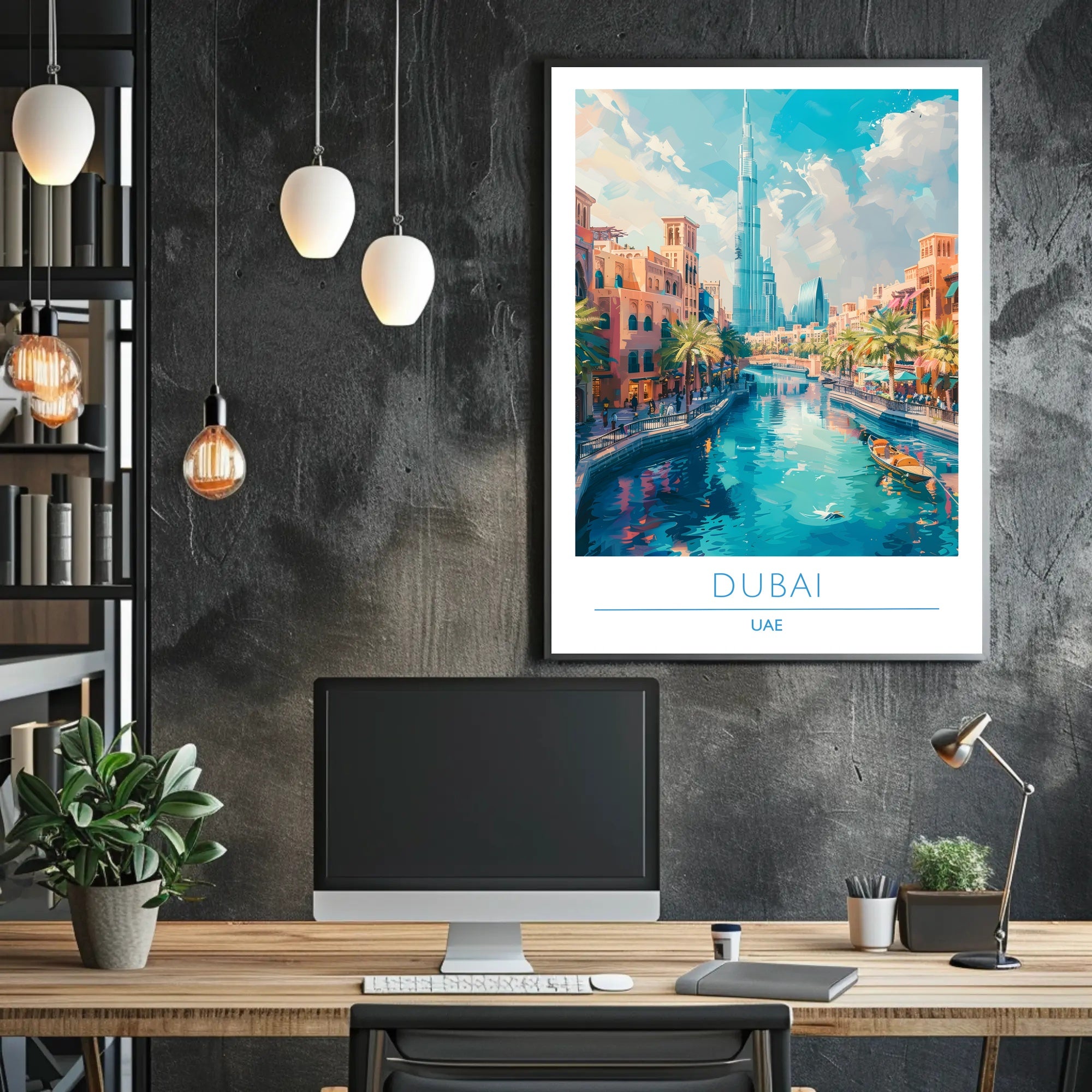 Dubai Cityscape with Burj Khalifa Travel Poster