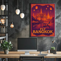 Bangkok Evening Glow Vintage Travel Poster