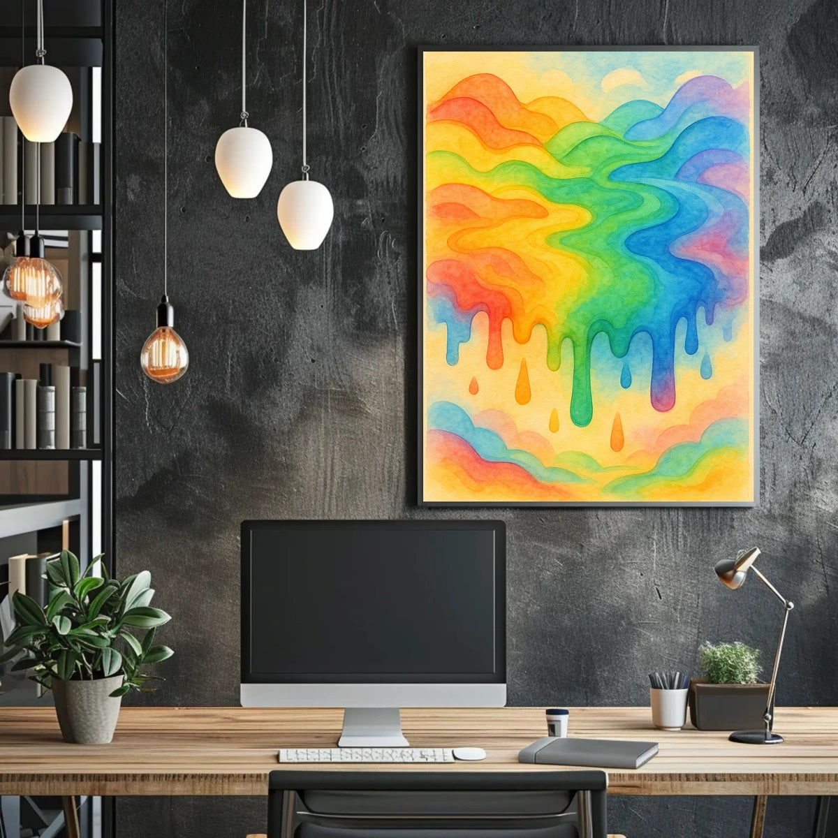 The poster displays an abstract, vibrant scene of flowing rainbow colors. The core Travel Poster