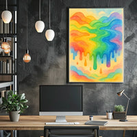 The poster displays an abstract, vibrant scene of flowing rainbow colors. The core Travel Poster