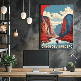 Sumidero Canyon Adventure Vintage Travel Poster
