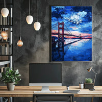 Golden Gate Bridge Sunset Landscape Artwork Modern Poster