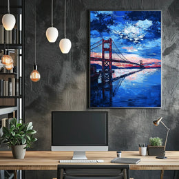 Golden Gate Bridge Sunset Landscape Artwork Modern Poster