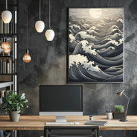 Ocean Waves At Sunset Poster PosterGoat