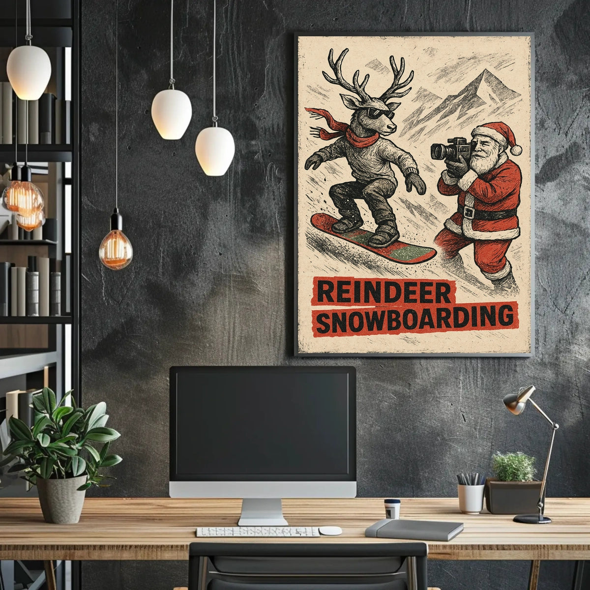 Reindeer Snowboarding Extravaganza Poster