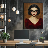 Woman in Red Dress Vintage Elegant Mysterious Poster