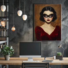 Woman in Red Dress Vintage Elegant Mysterious Poster