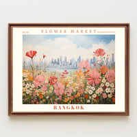 Bangkok Flower Market Artistic Urban Cityscape Poster