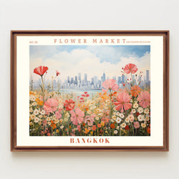 Bangkok Flower Market Artistic Urban Cityscape Poster