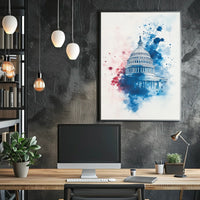 US Capitol Dome Americana Vintage Style Wall Art Poster