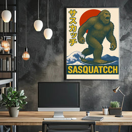 Sasquatch in Retro Style Poster PosterGoat