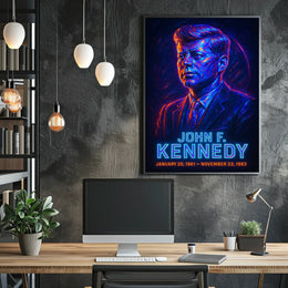 John F Kennedy Vintage Patriotic History Poster