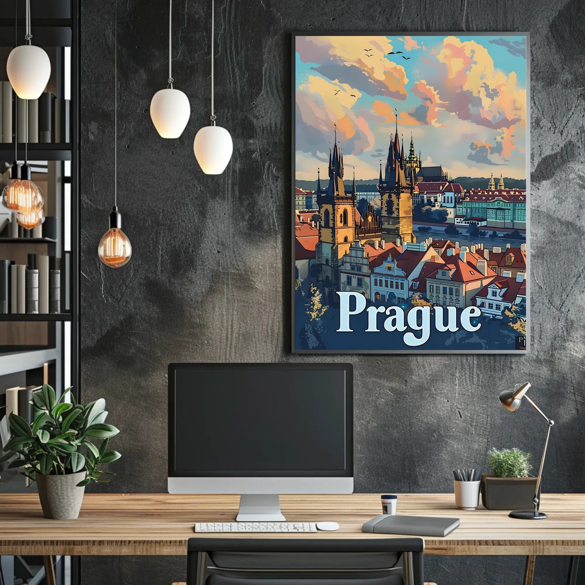 Prague Skyline Poster