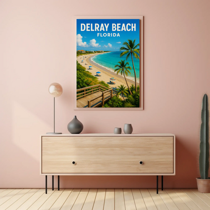 Delray Beach Florida Boardwalk Ocean Palms Travel Poster